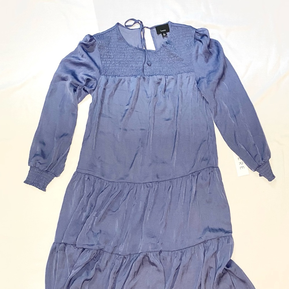 Midi Blue Silk Dress New with Tags